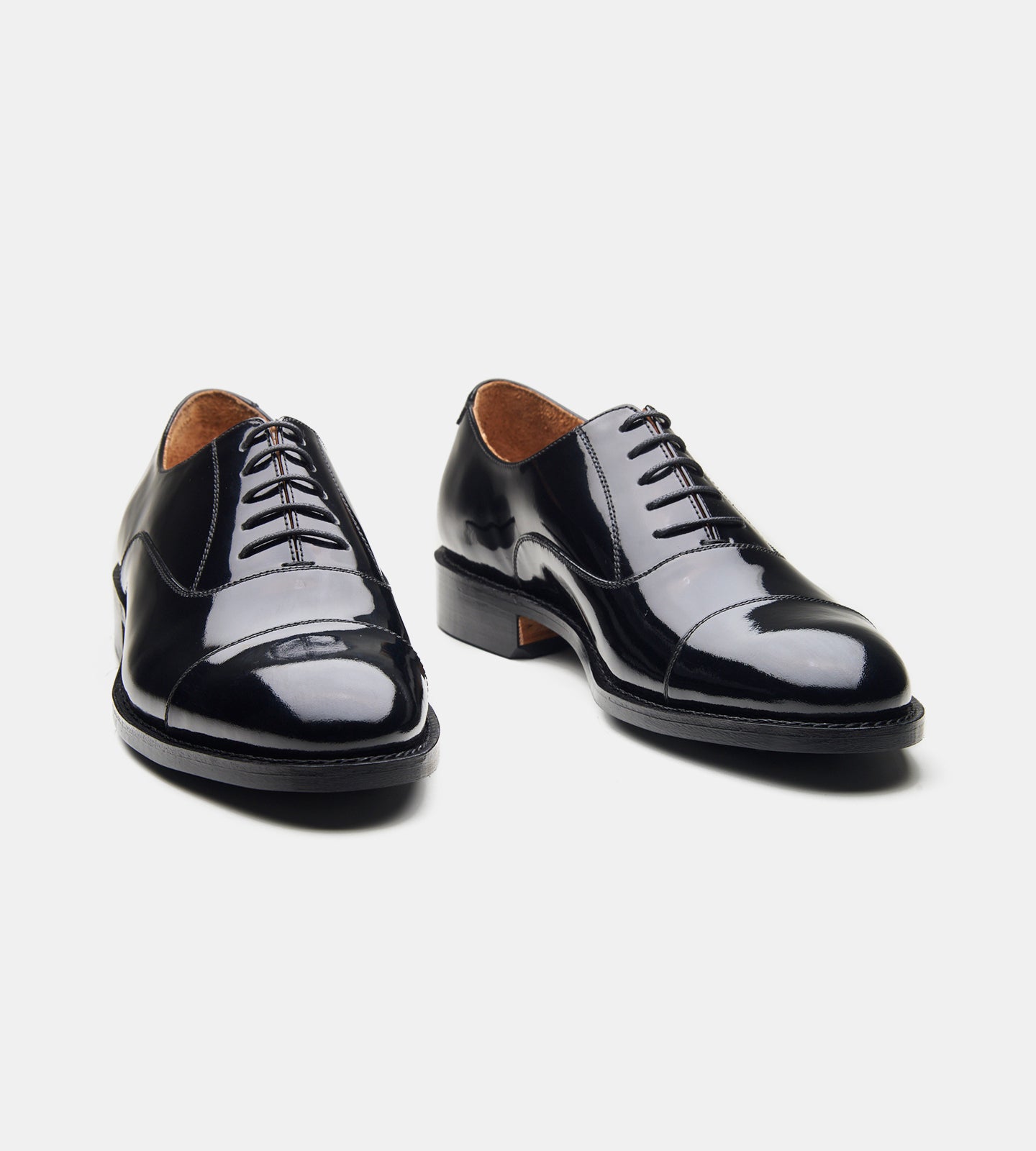 Hand-Welted Black Patent Captoe Oxfords