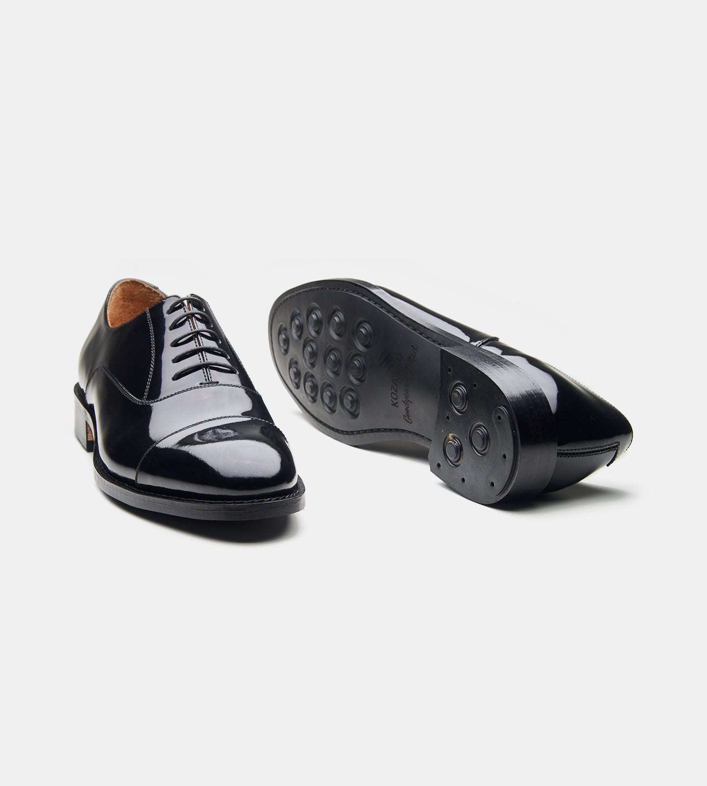 Hand-Welted Black Patent Captoe Oxfords