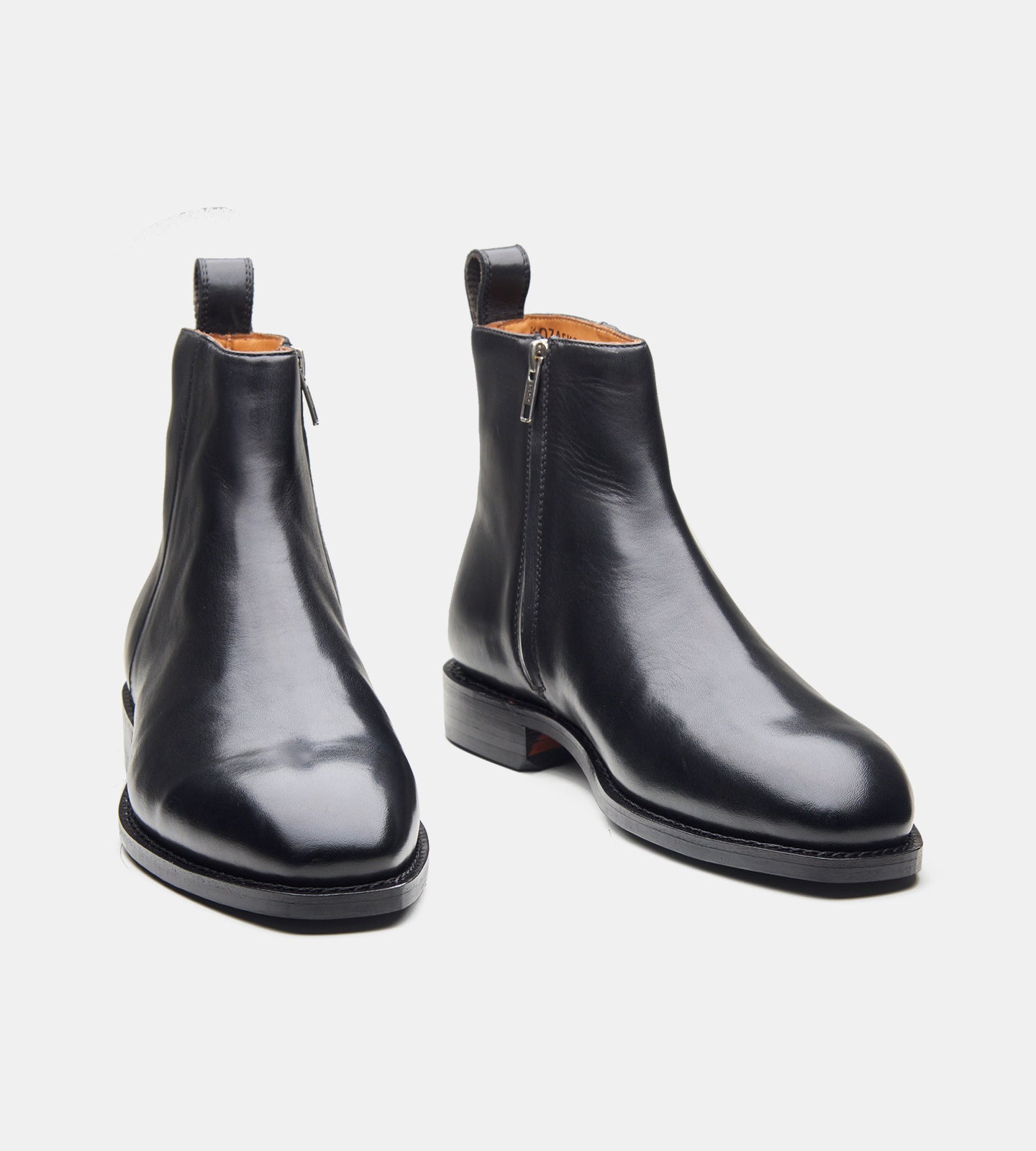 Hand-Welted Black Crust Zipper Chelsea Boot