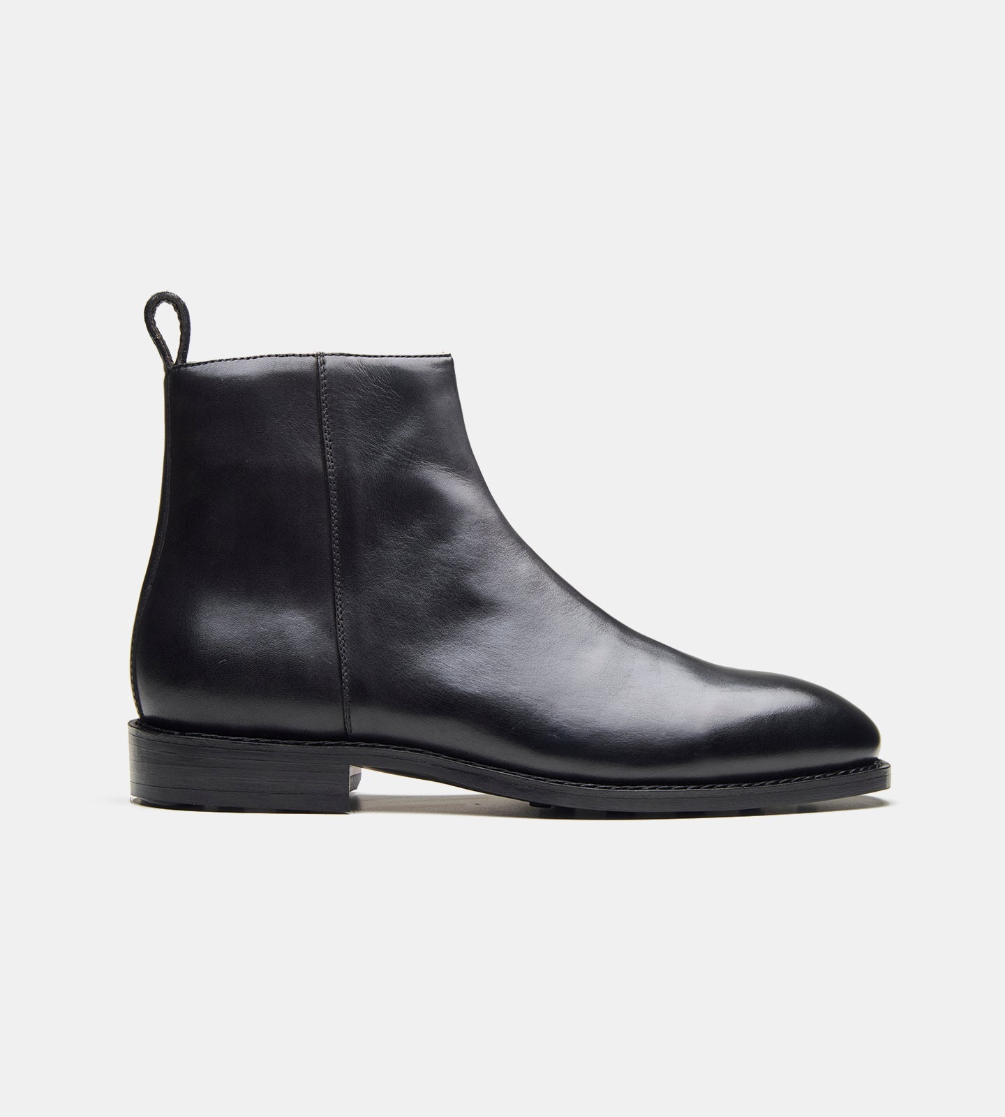 Hand-Welted Black Crust Zipper Chelsea Boot