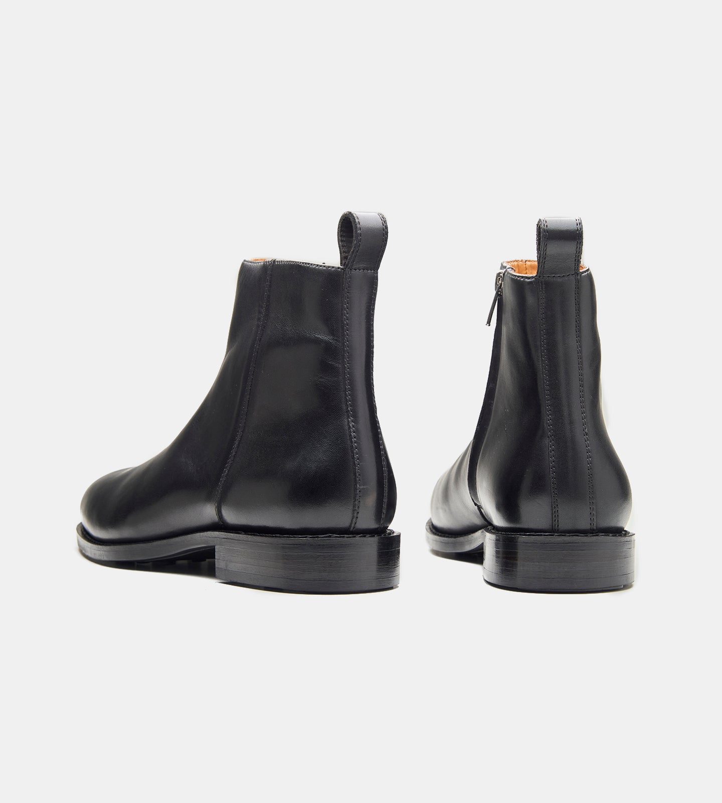 Hand-Welted Black Crust Zipper Chelsea Boot