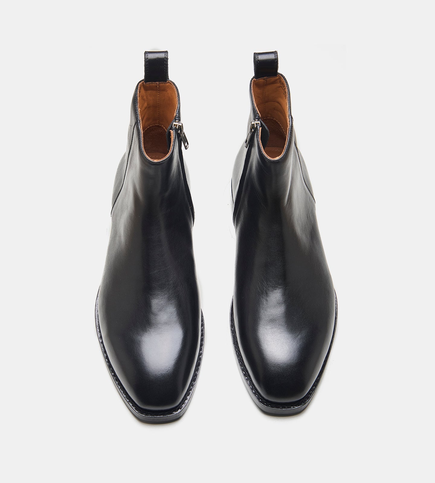 Hand-Welted Black Crust Zipper Chelsea Boot
