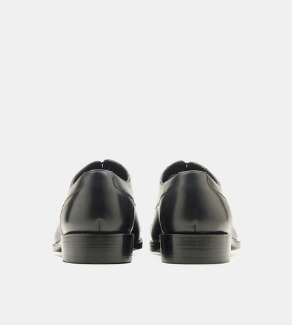 Hand-Welted Chisel Toe Black Captoe Oxfords