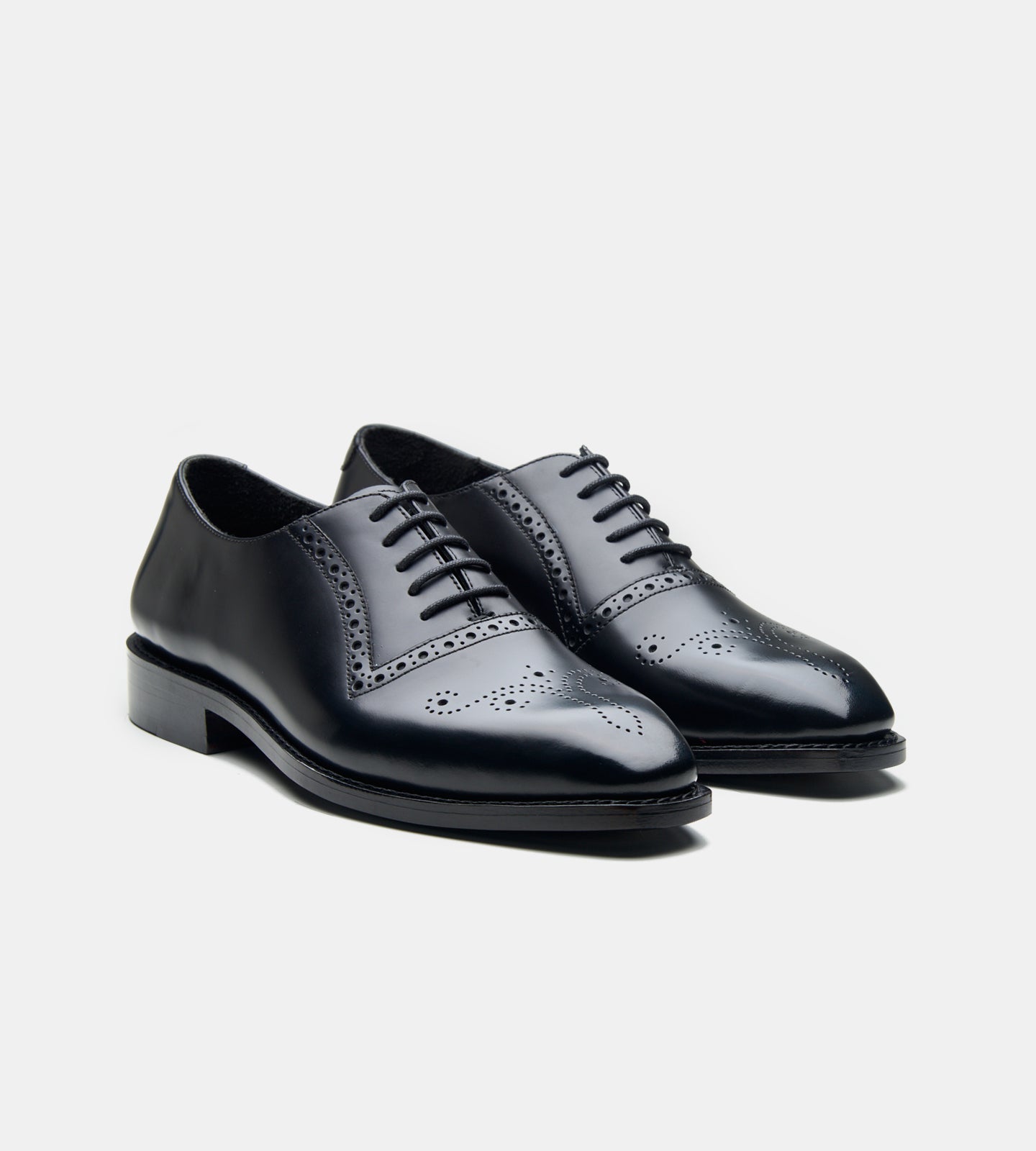 Hand-Welted Black Michigan Calf Brogue Oxfords