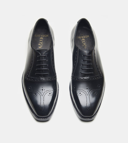Hand-Welted Black Michigan Calf Brogue Oxfords