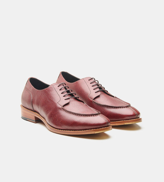 Hand-Welted Burgundy Milled Split Toe Derby