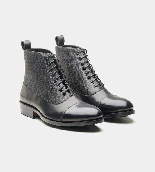 Hand-Welted Black Balmoral Boots