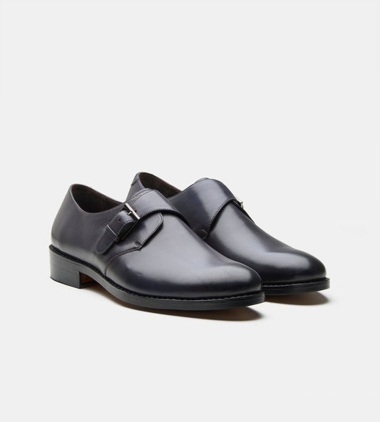 Hand Welted Navy Single Strap Monk Shoe