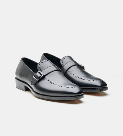 Hand-Welted Black Strap Loafer