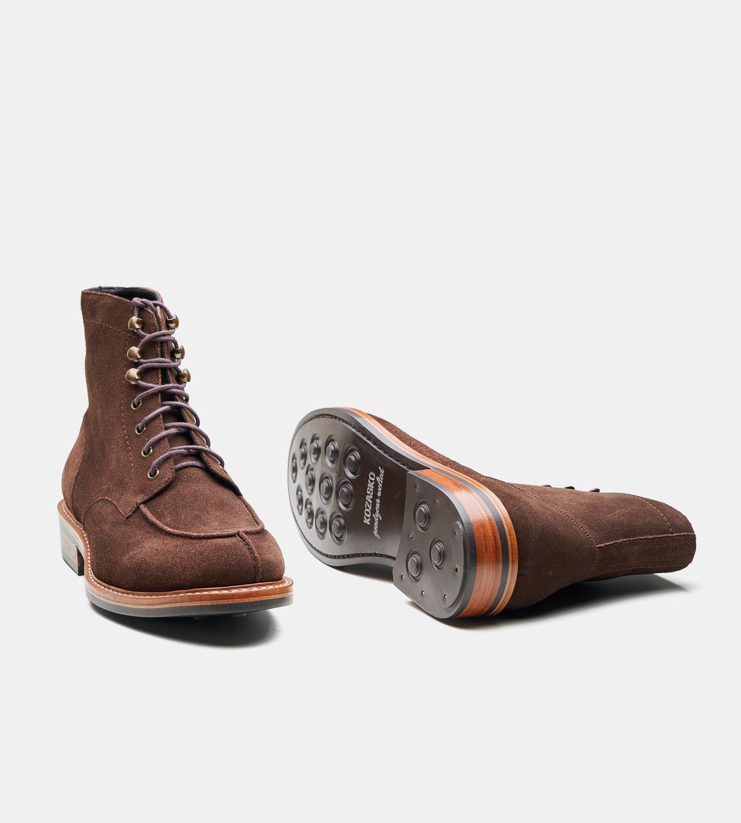 Hand-Welted Brown Suede Split Toe Derby Boot