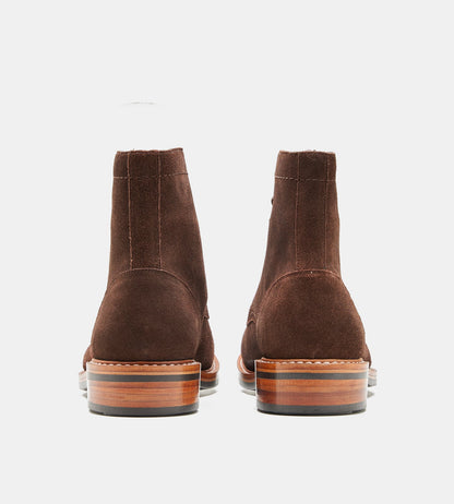 Hand-Welted Brown Suede Split Toe Derby Boot