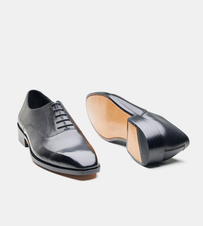 Hand-Welted Black Chisel Toe Oxfords