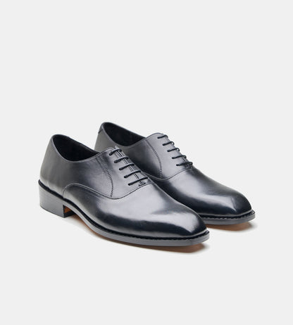 Hand-Welted Black Chisel Toe Oxfords