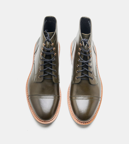 Hand-Welted Olive Captoe Boot