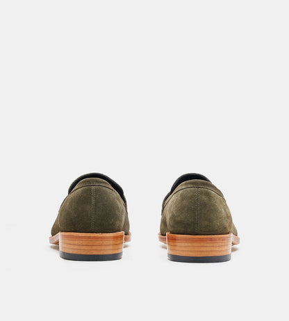 Hand Welted Olive Suede Penny Loafer