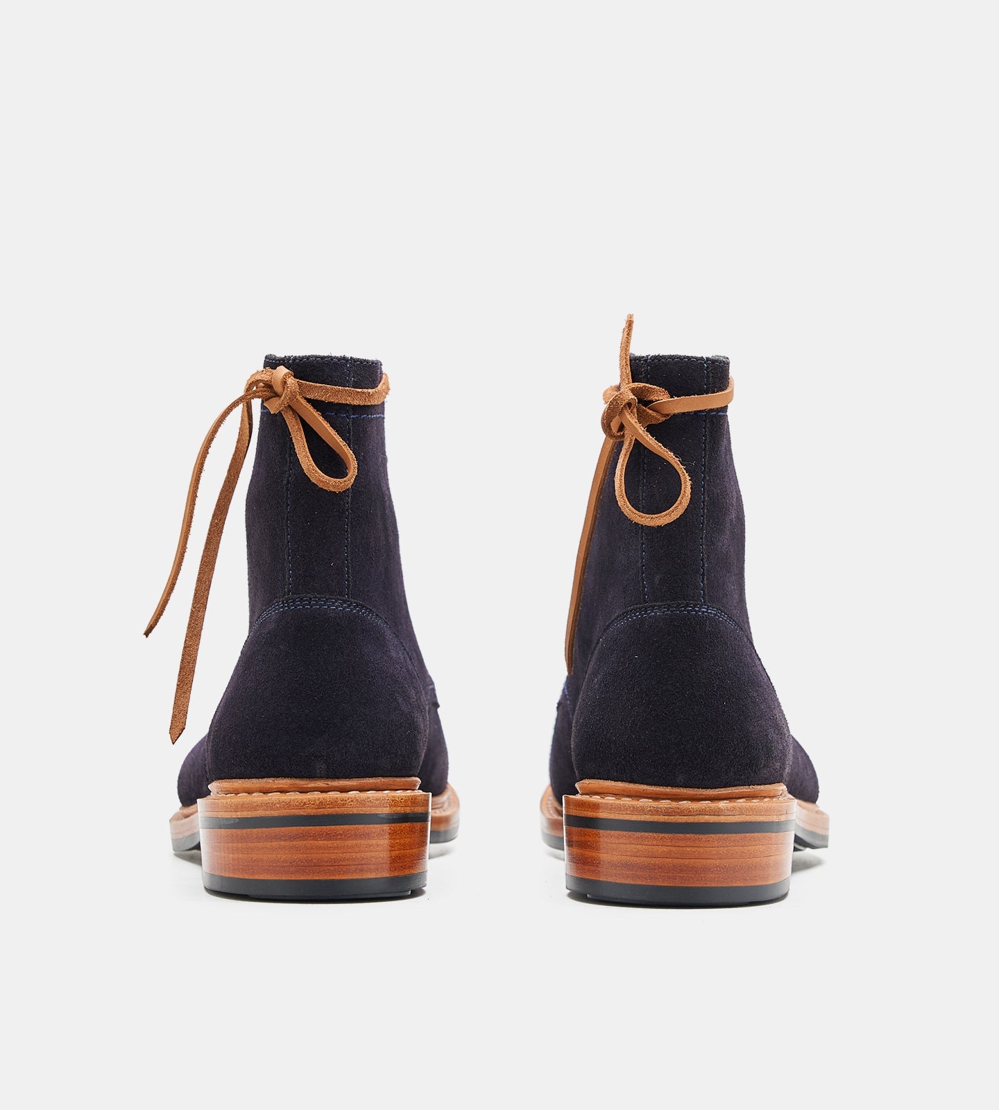 Handwelted Navy Suede Split Toe Derby Boot