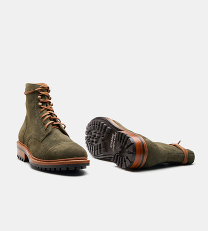 Hand Welted Olive Suede Captoe Boot