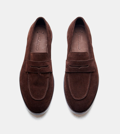Hand-Welted Brown Suede Penny Loafer