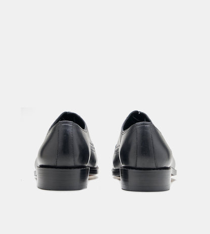 Hand-Welted Semi Brogue Black Captoe Oxfords