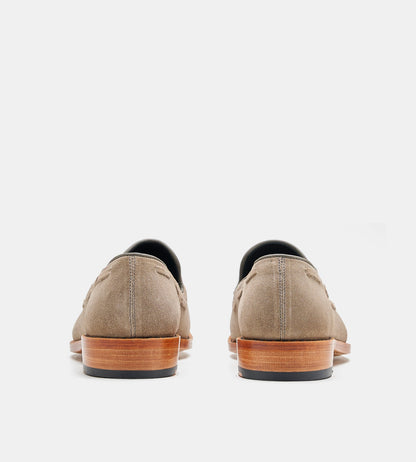 Hand Welted Grey Suede Tassel Loafers
