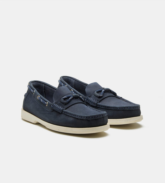Blake Stitched Navy Nubuck Slip-Ons