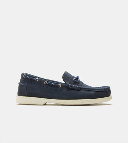 Blake Stitched Navy Nubuck Slip-Ons