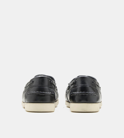 Blake Stitched Black Boat Shoe
