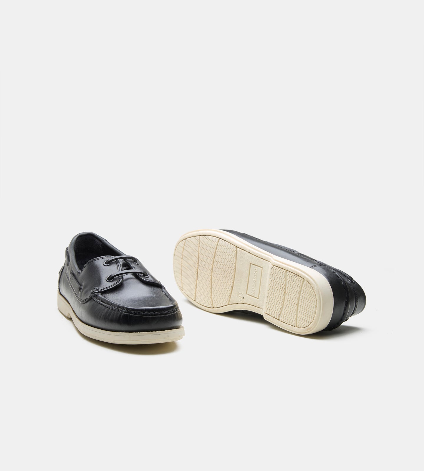 Blake Stitched Black Boat Shoe