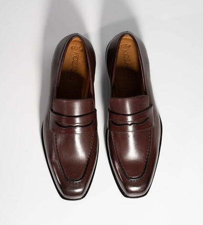 Hand-Welted Chiselled Toe Burgundy Penny Loafer