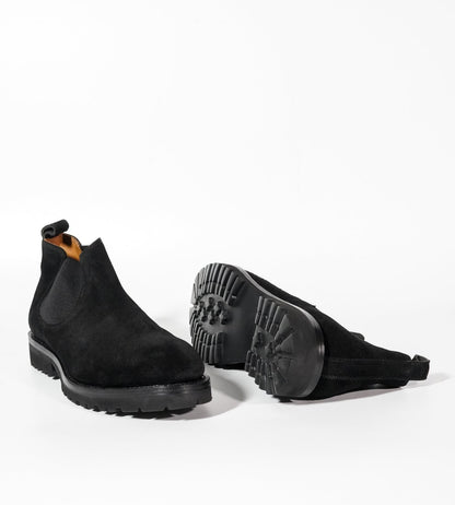 Hand-Welted Comfort Black Suede Chelsea Boot