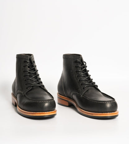 Hand-Welted Black Oiled Leather Moctoe Boot