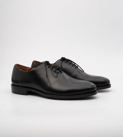 Hand-Welted Almond Toe Black Wholecut Oxfords