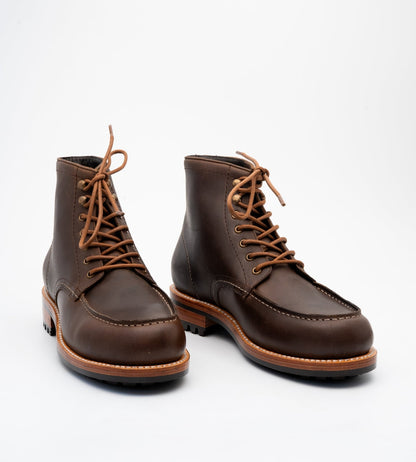 Hand-Welted Brown Oiled Leather Moctoe Boot