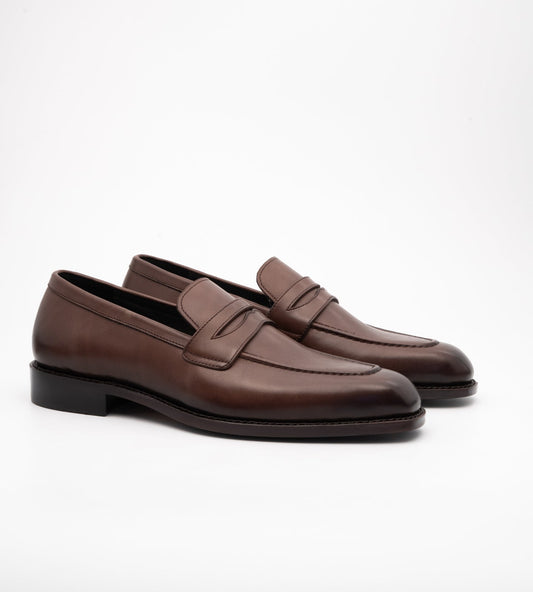 Hand Welted Chisel Toe Brown Penny Loafer
