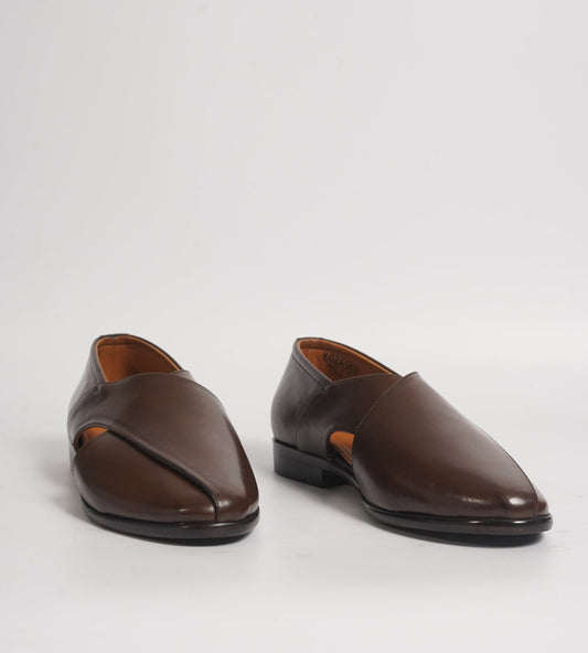 Blake Stitched Brown Full Grain Leather Peshawari Shoes