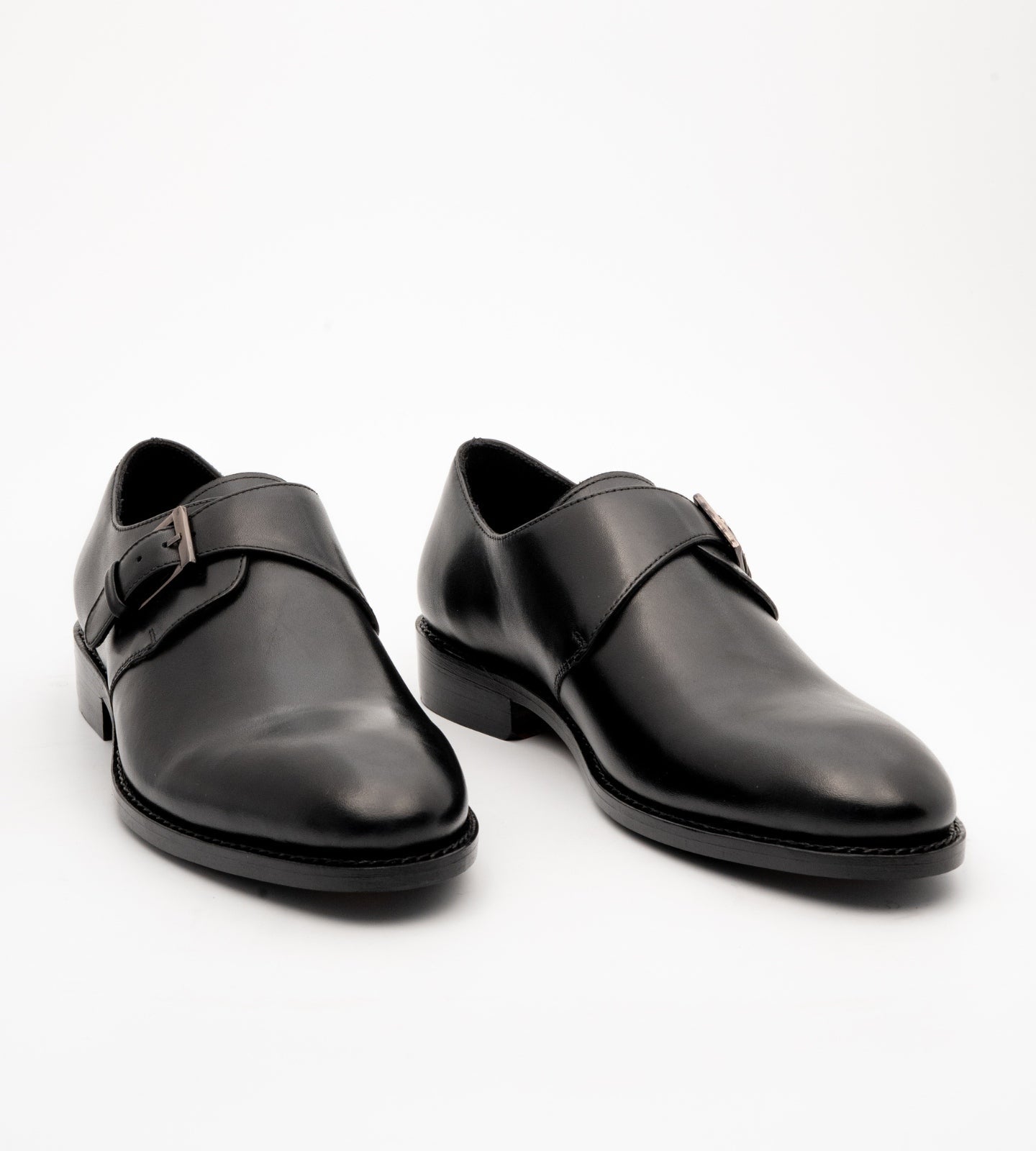 Hand Welted Single Strap Black Monks