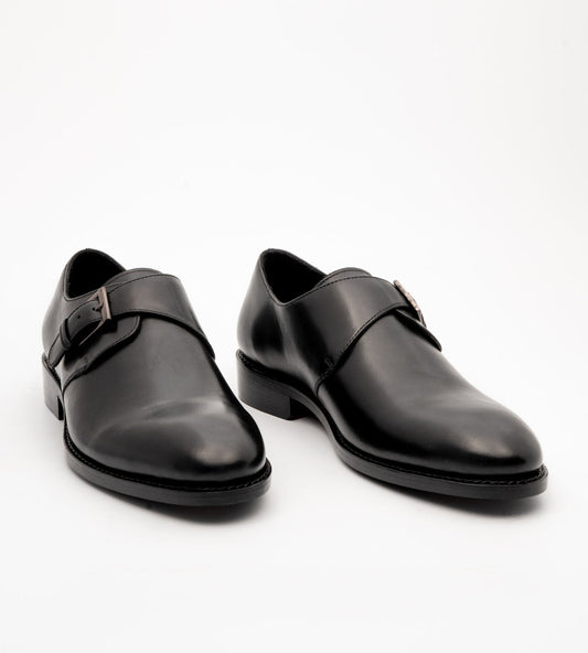 Hand Welted Single Strap Black Monks