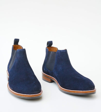 Hand-Welted Classic Navy Suede Chelsea Boot