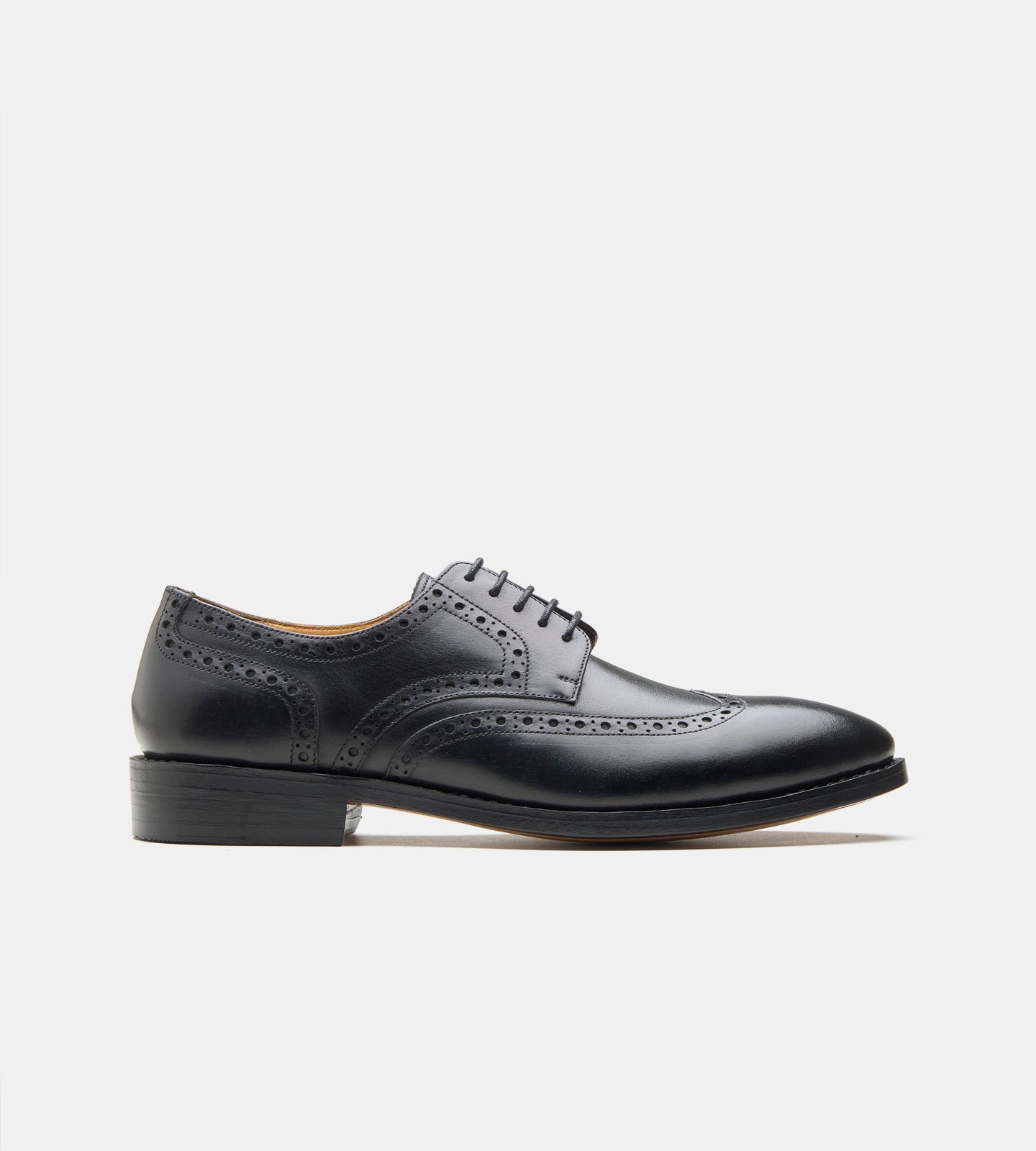 Hand-Welted Black Wingtip Derby Shoe