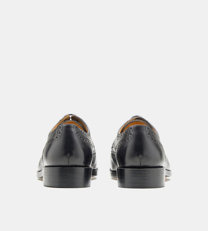 Hand-Welted Black Wingtip Derby Shoe