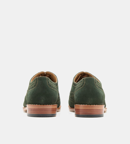 Hand-Welted Olive Suede Wingtip Oxfords