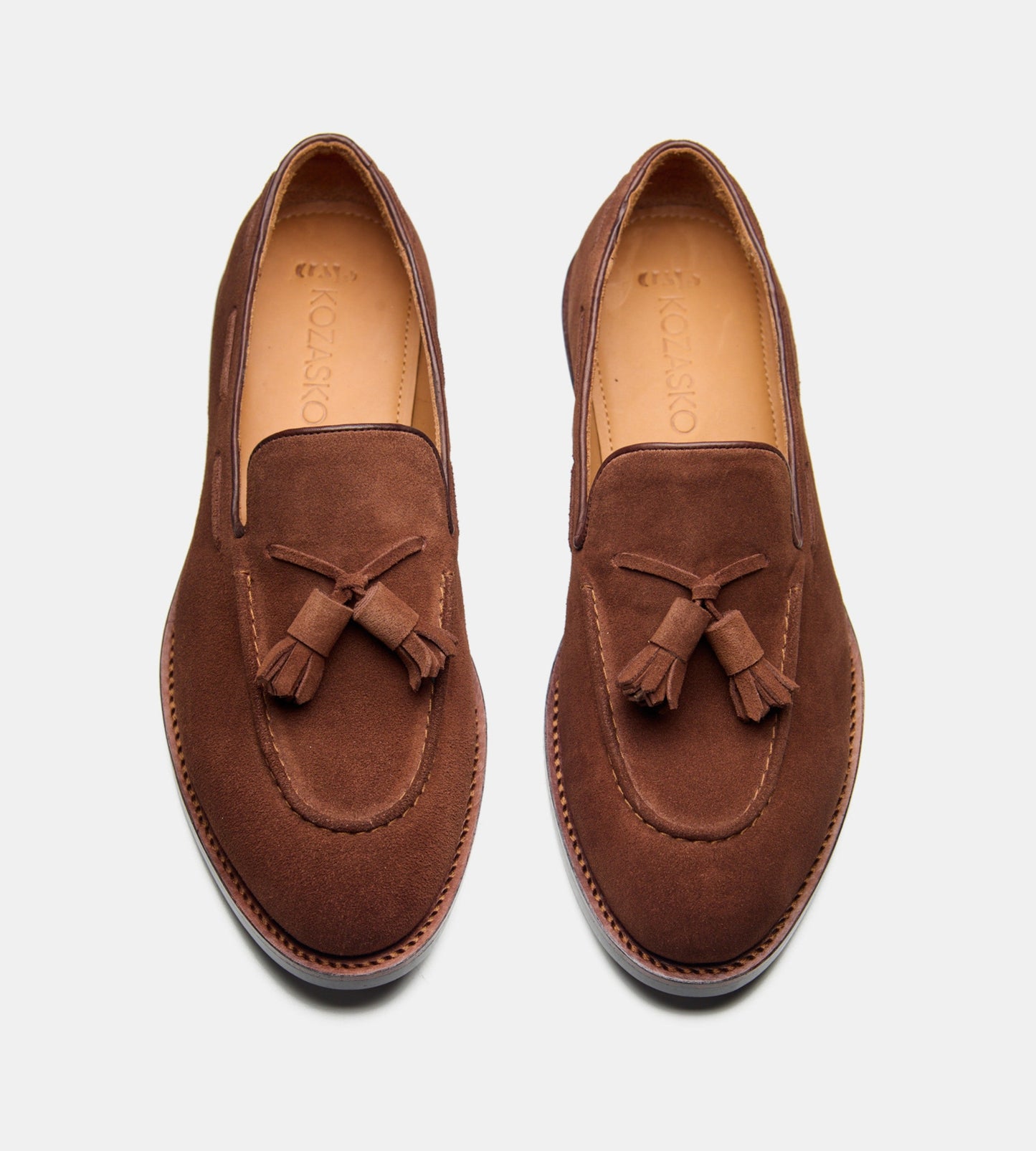 Hand-Welted Medium Brown Suede Tassel Loafer