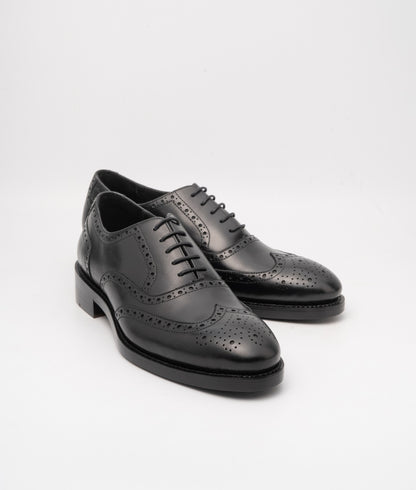 Hand-Welted Full Black Wingtip Oxfords
