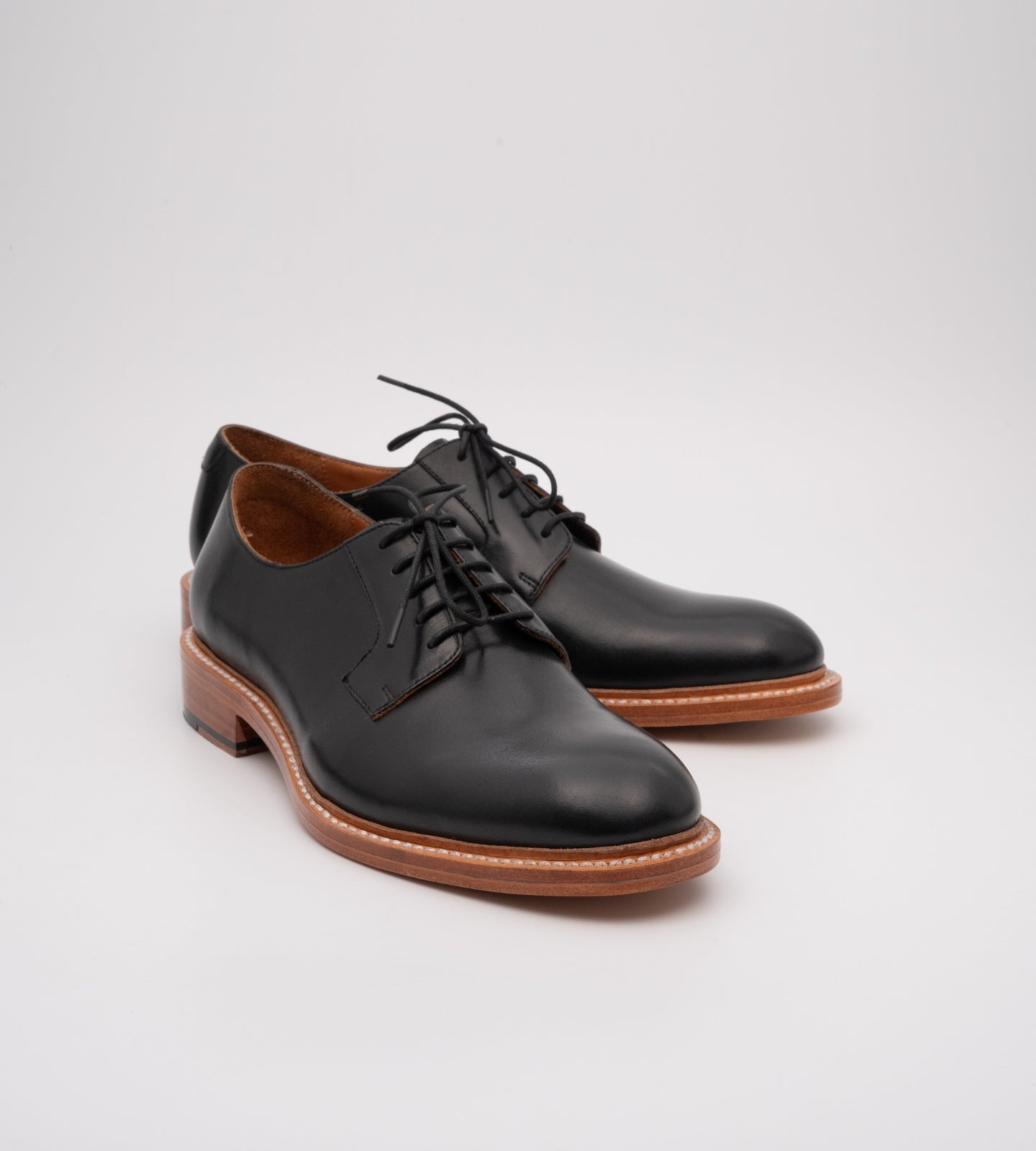 Hand-Welted Black Plain Toe Blucher