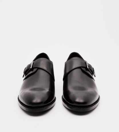 Hand Welted Single Strap Black Monks