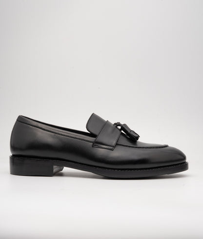 Hand Welted Black Full Grain Leather Tassel Loafer