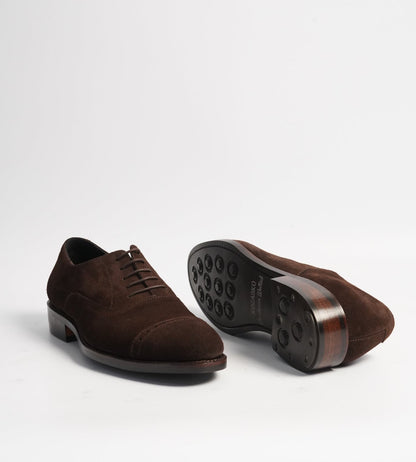 Hand-Welted Brown Suede Captoe Brogue Oxford