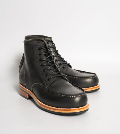 Hand-Welted Black Oiled Leather Moctoe Boot