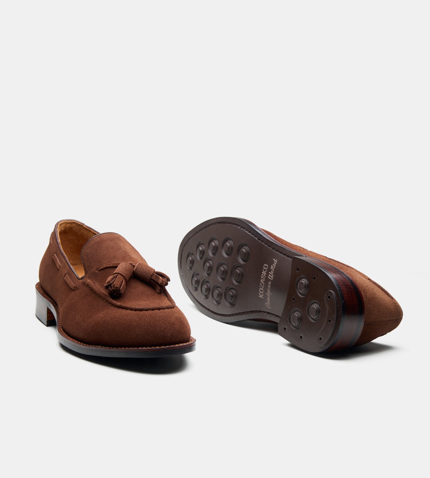 Hand-Welted Medium Brown Suede Tassel Loafer