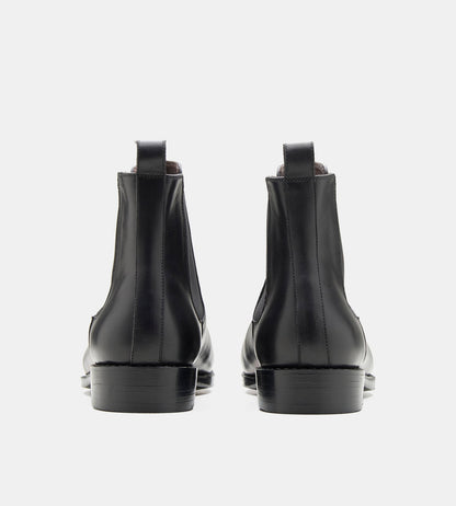 Hand-Welted Classic Chisel Toe Black Chelsea Boots